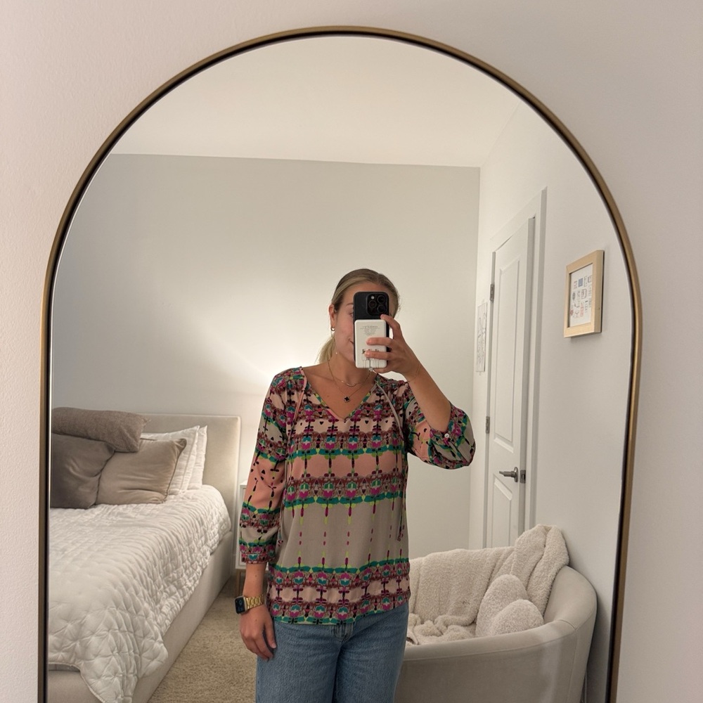 Floral V-Neck Blouse - Multicolor